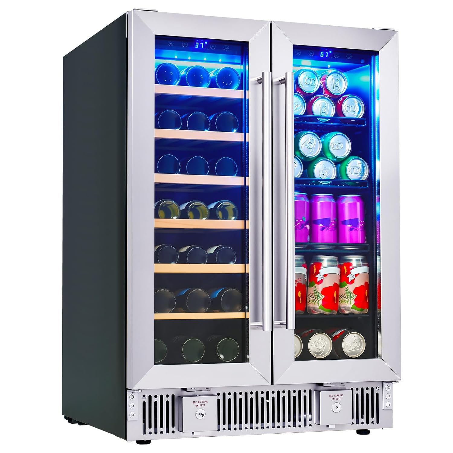 Wine Beer Fridge Under Counter - Холодильник для напитков, 24-дюймовый двухзонный холодильник